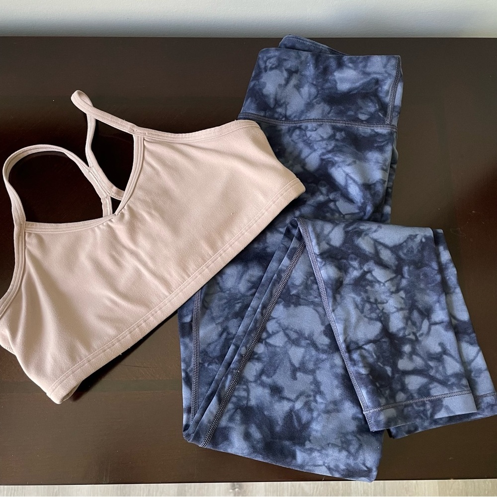 2 pc Athleta Girls High Rise Chit Chat Tight Bundle Sports bra Size 14 XL.  L2